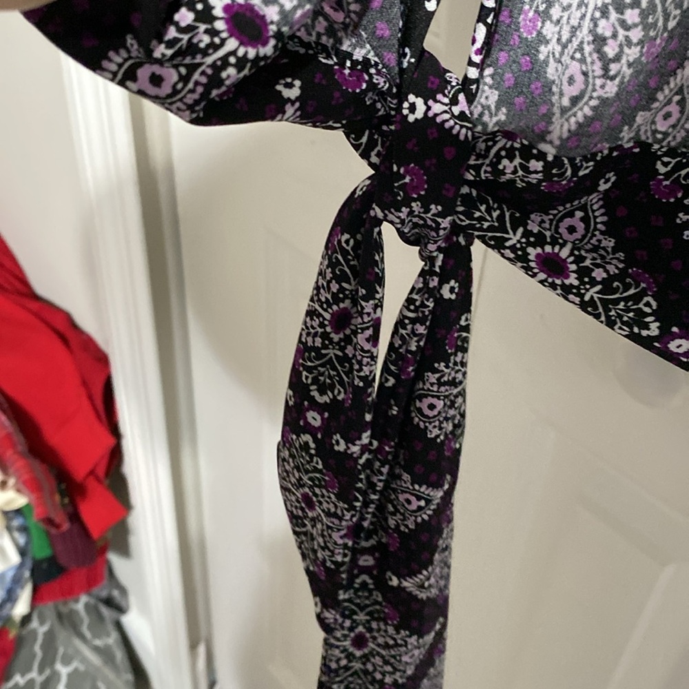 PRETTY Roz & Ali stretch Purple Black & white Short Sleeve top blouse shirt  3X - Picture 8 of 12
